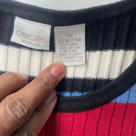 Cherokee Women's 90's Two-Piece Striped Sweater Top Casual Grandmacore Sz 22/24W - Picture 10 of 12